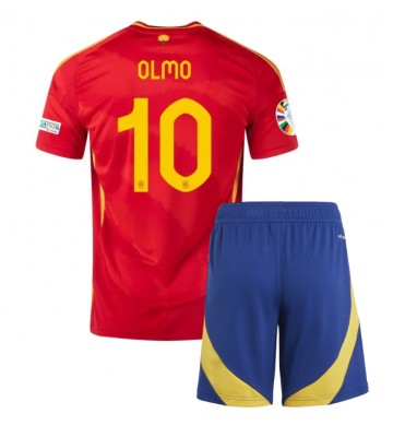 Spanien Dani Olmo #10 Replika Babytøj Hjemmebanesæt Børn EM 2024 Kortærmet (+ Korte bukser)